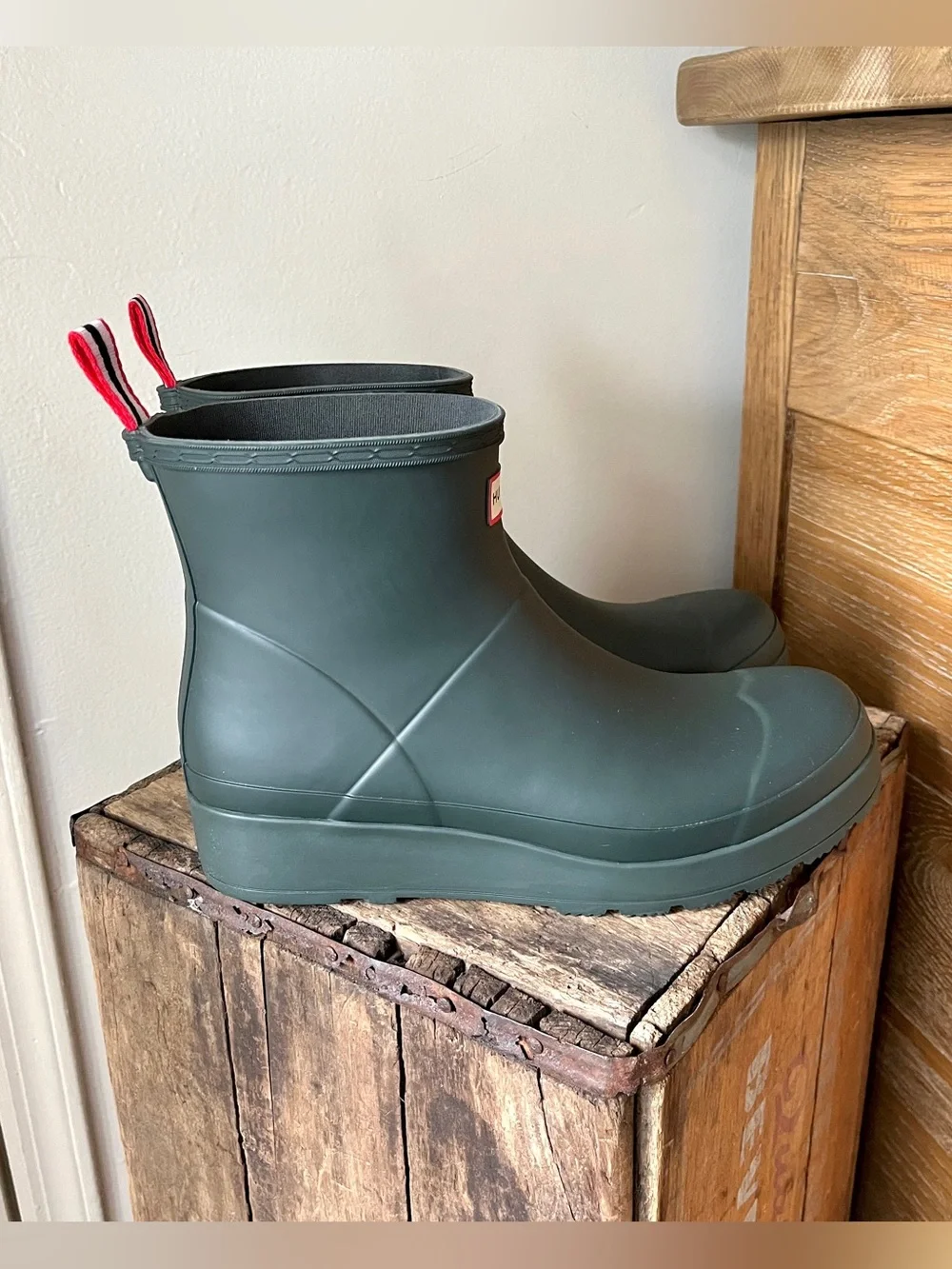 Hunter Womens Original Play Short Rain Boots Arctic Moss Green Size 11